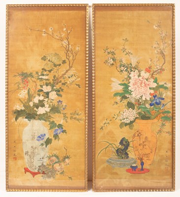 Lot 175 - A pair of Japanese silk pictures