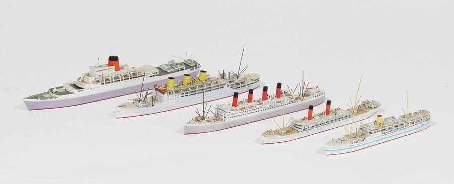 Lot 340 - Five Albatros waterline ship models, Arundel...