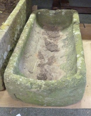 Lot 5 - A narrow stone trough with D end, 80cm x 36cm