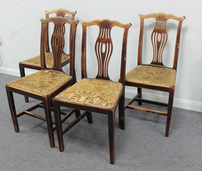 Lot 54 - Four mahogany dining chairs with pierced splats