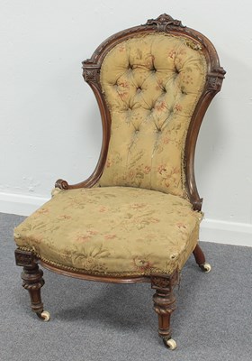 Lot 60 - A Victorian button back nursing chair with...