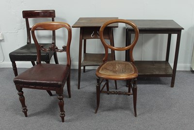 Lot 63 - Three mahogany dining chairs and two...