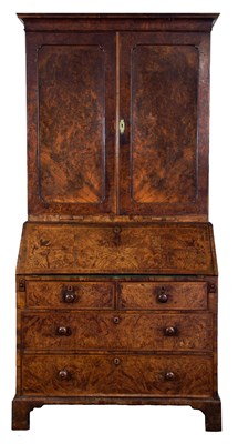 Lot 66 - A George I burr walnut and feather banded...