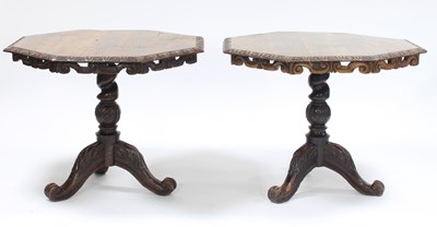 Lot 71 - A pair of Victorian carved oak octagonal...