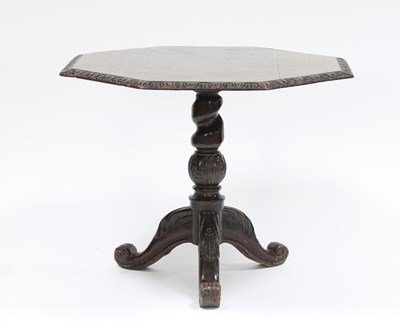 Lot 71A - A Victorian carved oak octagonal tripod table,...