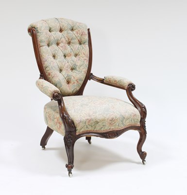 Lot 80 - A Victorian walnut and button upholstered...