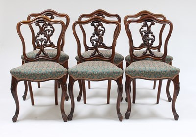 Lot 81 - A set of six Victorian rosewood salon chairs,...