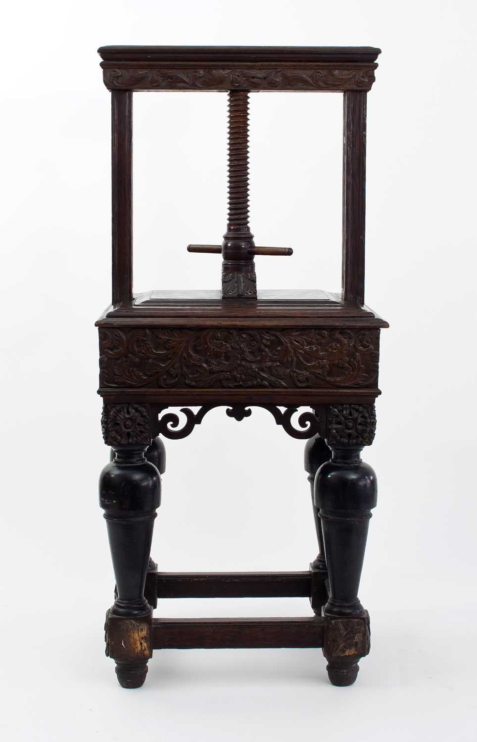 Lot 84 - A 17th Century Flemish carved oak book press,...