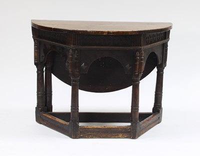 Lot 87 - A Charles II style oak credence table, part...