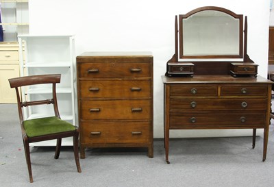 Lot 94 - A mahogany chest of drawers, a mahogany chair,...