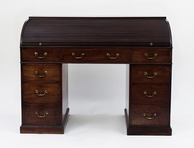 Lot 97 - A George III mahogany roll top desk, in the...