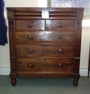 Lot 112 - A Victorian mahogany chest of two short and...