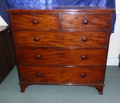 Lot 113 - A Victorian mahogany chest of two short and...