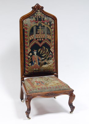 Lot 118 - A Victorian walnut chair with needlework back...