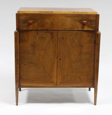 Lot 120 - A 1930s figured walnut writing cabinet with...