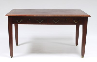 Lot 141 - An oak table fitted two drawers on square...