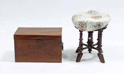 Lot 160 - A Victorian circular piano stool and a...