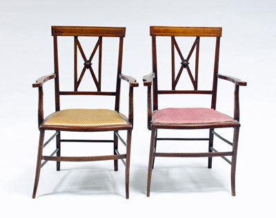 Lot 165 - A pair of Edwardian splat back armchairs