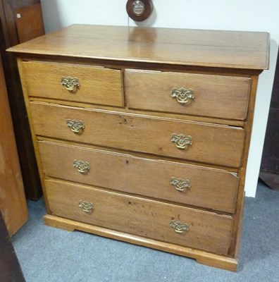 Lot 184 - An 18th Century oak chest fitted three long...