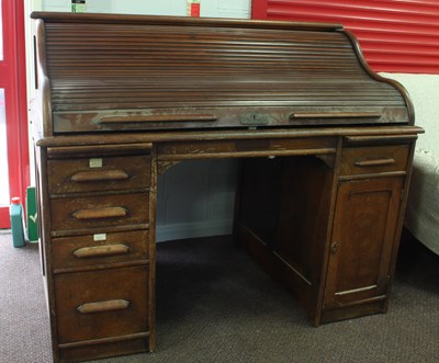 Lot 210 - An American roll top desk by Indianapolis...