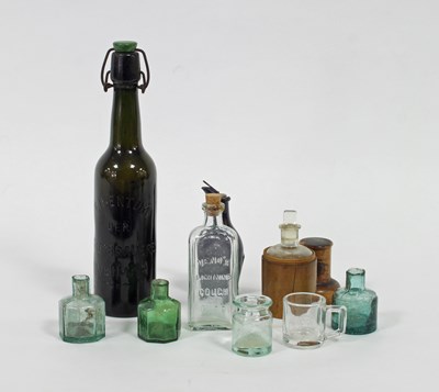 Lot 223 - Three small glass bottles, a bottle and...