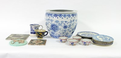 Lot 230 - An Oriental blue and white jardini??re and...