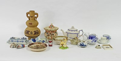 Lot 236 - A salt glaze teapot, an inkstand and sundry china