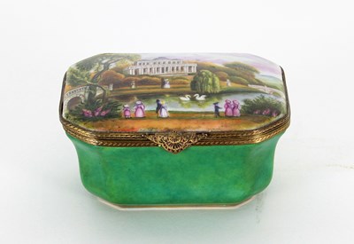 Lot 237 - A painted porcelain box, 20th Century, the...