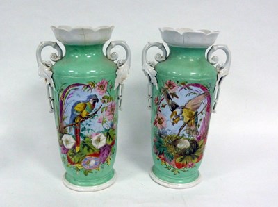 Lot 244 - A pair of large Continental vases with white...