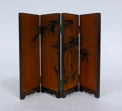 Lot 262 - A miniature four-panel folding Japanese screen,...