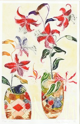 Lot 319 - Jenny Devereux/Pink Lilies/signed and...