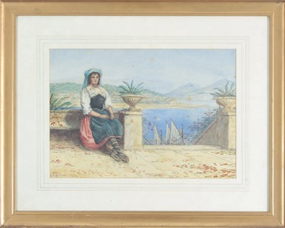 Lot 335 - J Watson/ Woman Seated by a Mediterranean...