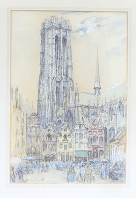 Lot 374 - M D Dakin/Malines Cathedral/dated 1927/chalk,...