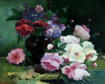 Lot 401 - A Mancini/Still Life of Flowers/signed/oil on...