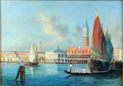 Lot 403 - T Latini/Venetian Scene/oil on canvas, 49cm x...