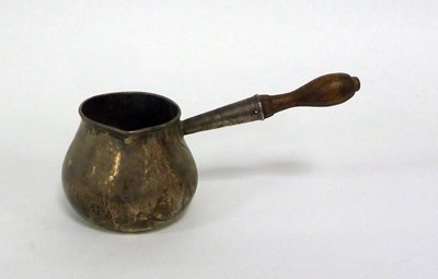 Lot 442 - A silver coloured metal brandy saucepan, early...