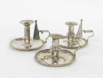 Lot 455 - A Sheffield plated chamber candlestick,...