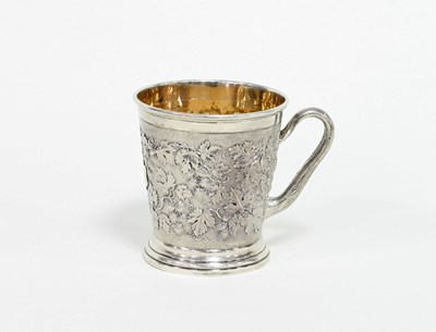 Lot 474 - A silver Christening mug, 1871, chased with...