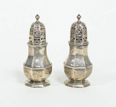 Lot 489 - A pair of Britannia standard silver casters,...