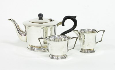 Lot 497 - A silver three-piece tea set, Viners 1964/1965,...