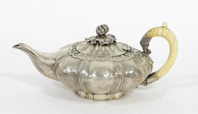 Lot 505 - A George IV silver teapot, possibly Charles...