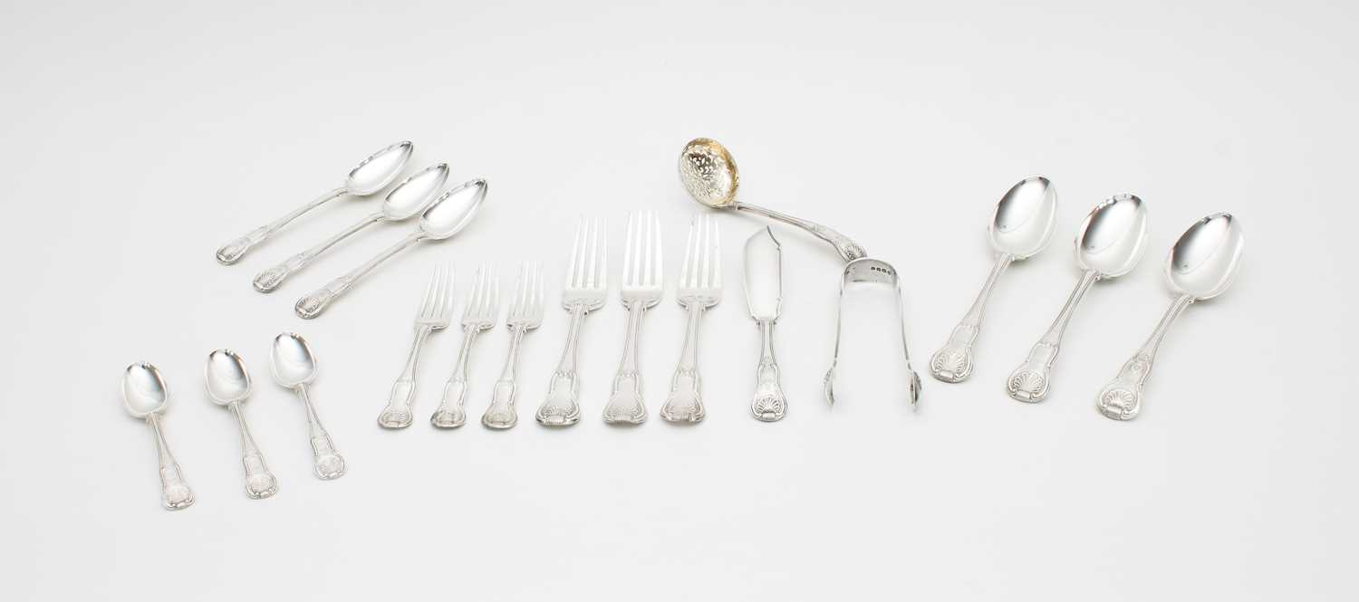 Lot 521 - A canteen of kings pattern silver flatware,