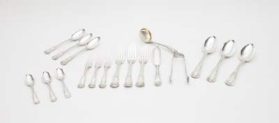 Lot 521 - A canteen of kings pattern silver flatware,...