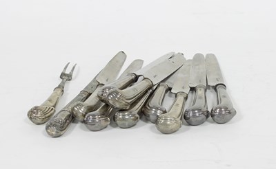 Lot 524 - A set of nine table knives, maker's mark only...