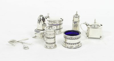 Lot 532 - A three-piece silver cruet set, D & B,...