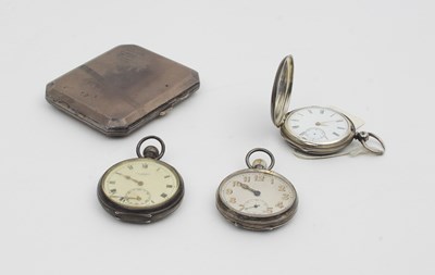 Lot 585 - A collection of pocket watches and a silver...