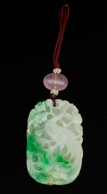 Lot 610 - A jade plaque pendant, the rectangular shaped...