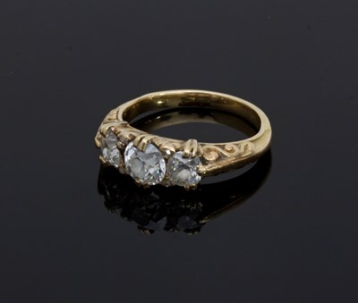 Lot 613 - A three-stone diamond ring, late 19th Century,...