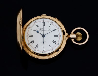 Lot 621 - A Swiss gold cased hunter pocket watch, the...