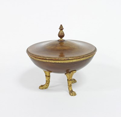 Lot 644 - A turned wood lidded bowl with carved gilded...